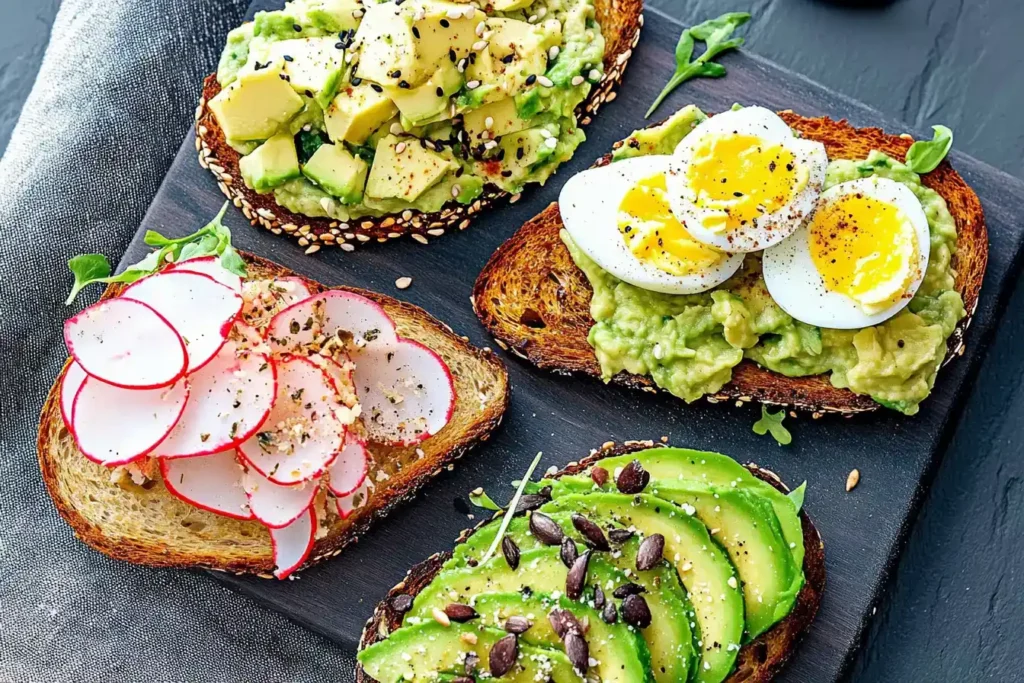 Calorie Comparison Of Bread Types And Common Avocado Toast Toppings Like Avocado Halves, Eggs, And Seeds
