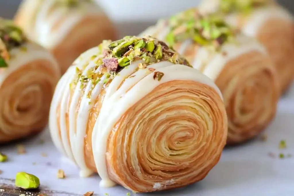 A Freshly Baked Supreme Croissant With Golden Flaky Layers And Rich Filling'