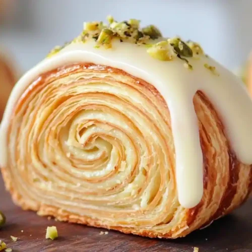 A Freshly Baked Supreme Croissant With Golden Flaky Layers And Rich Filling