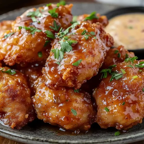 Bang Bang Chicken Crispy, Golden Brown, Panko Coated Chicken Bites Drizzled