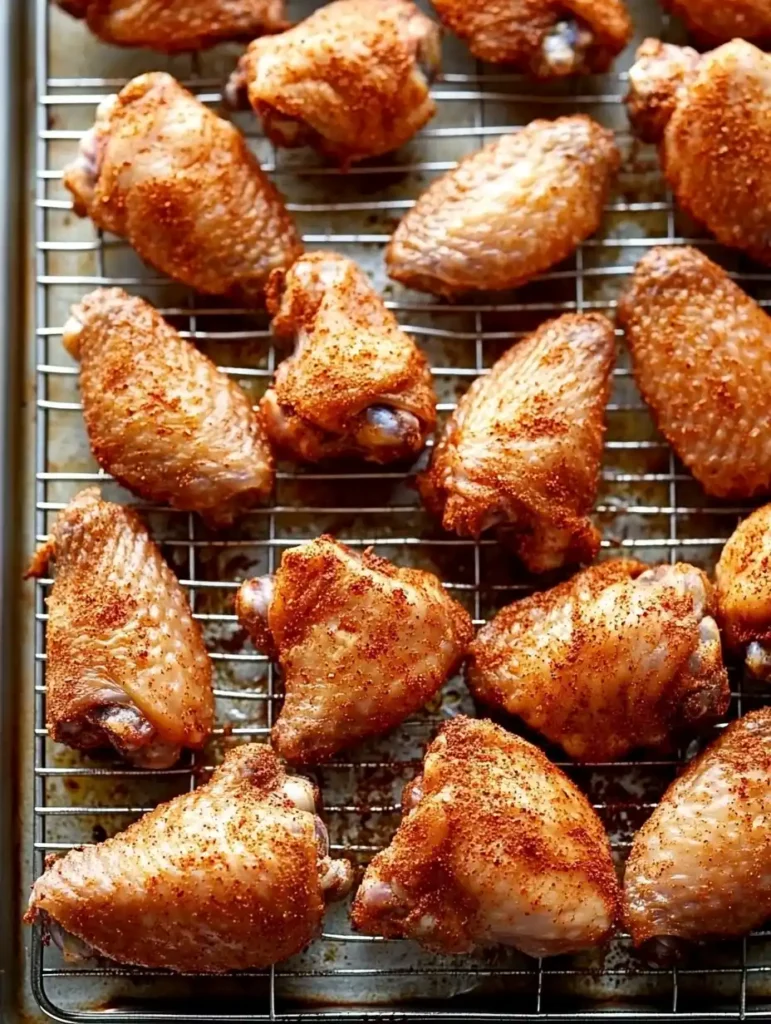 Raw Chicken Wings Seasoned With Spices, Neatly Arranged On A Wire Rack For Even Baking