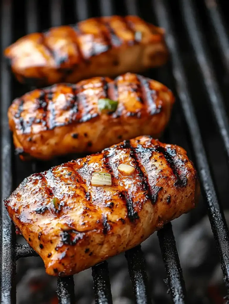 Marinated Grilled Chicken Cooking On A Grill